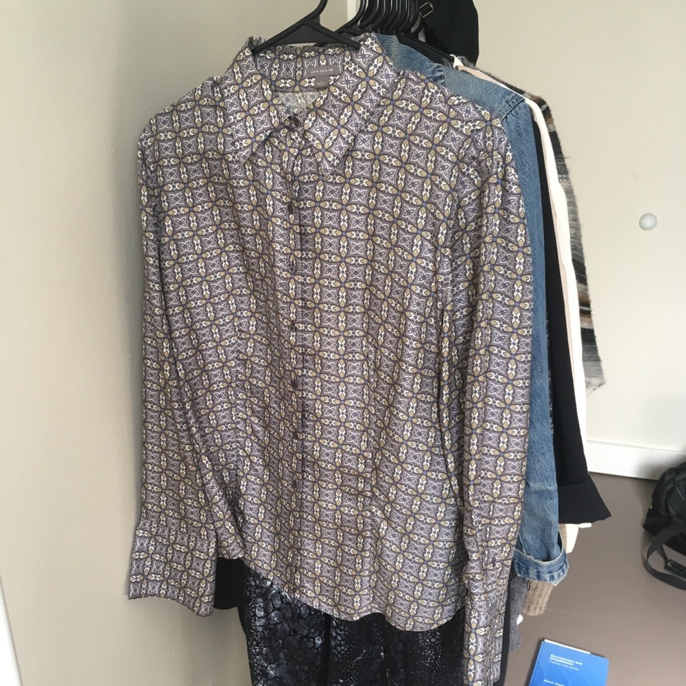 Ann Taylor Silk  Button Down Shirt